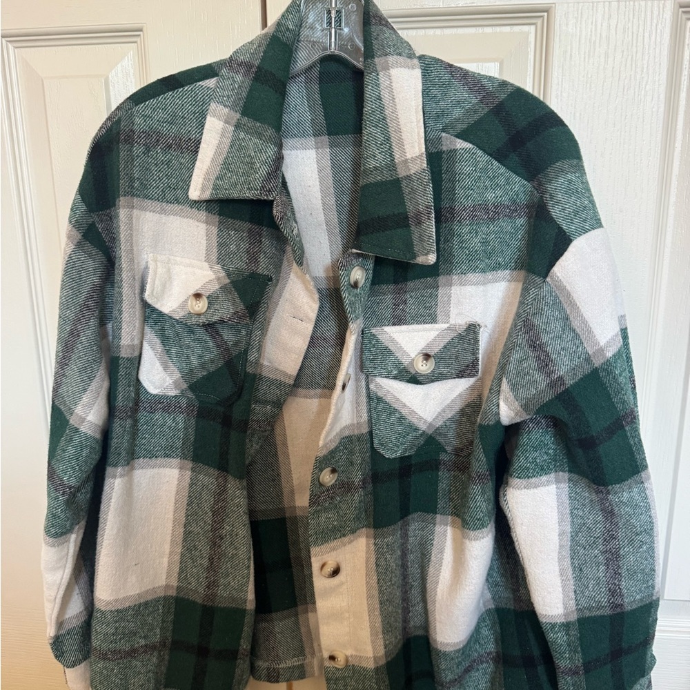 Green Flannel Jacket Coat
